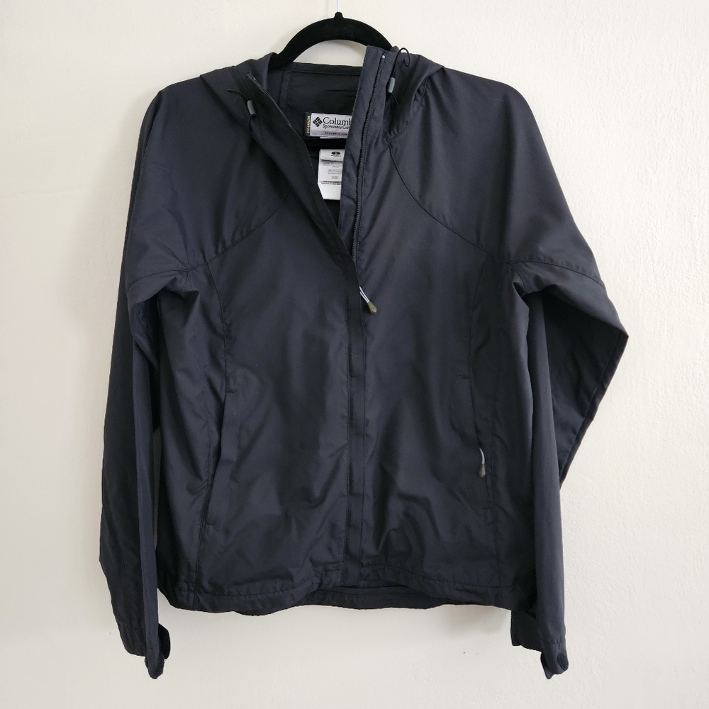 Columbia Titanium Womens Black Jacket Lightweight Logo Full Zip Hoodie Small